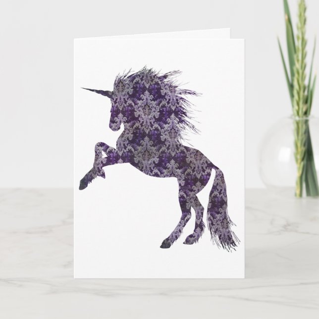 Lila Boho Unicorn, Hochzeiten Glückwunsch Ankündigung (Vorderseite)