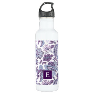 Lila Boho Vintag Floral Monogramm Edelstahlflasche