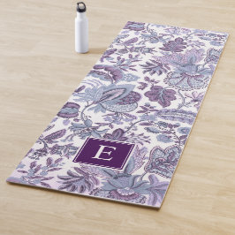 Lila Boho Vintag Floral Monogramm Yogamatte