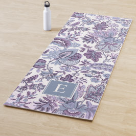 Lila Boho Vintag Floral Monogramm Yogamatte