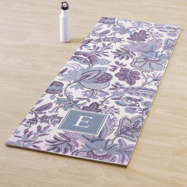 Lila Boho Vintag Floral Monogramm Yogamatte (Beispiel)