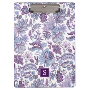 Lila Boho Vintage Blumenmonogramm Klemmbrett