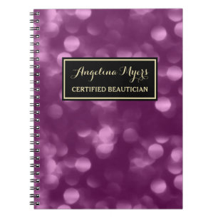 Lila Bokeh Beautician Notizbuch Notizblock