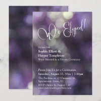 Lila Bokeh Light & "We Eloped" Typografie