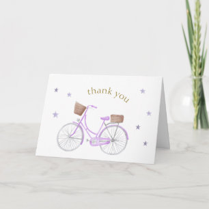 Lila Bonjour Bébé Stern Fahrrad Baby Shower Dankeskarte