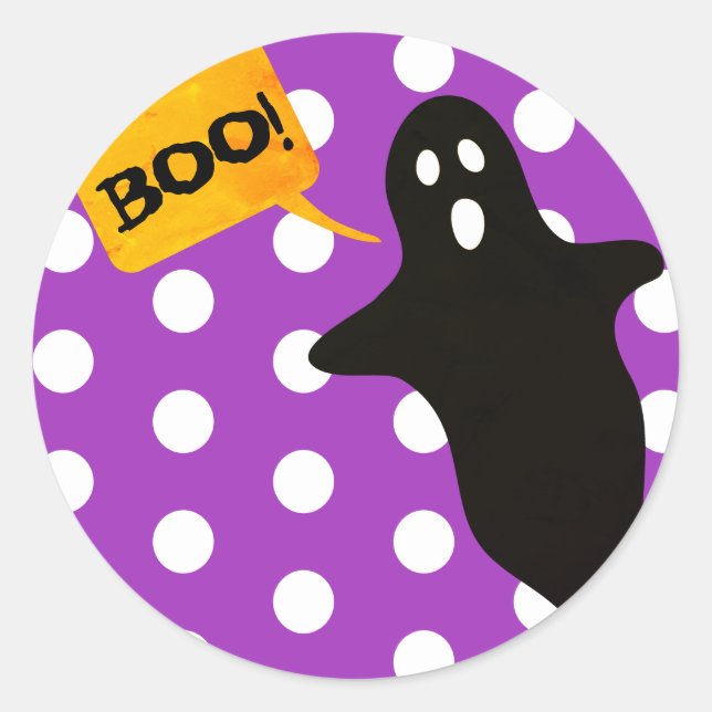 Lila Boo mit Ghost Runder Aufkleber (Vorderseite)