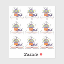 Lila Bookworm Aufkleber