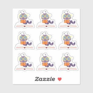 Lila Bookworm Aufkleber