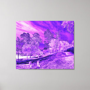 Lila Bootshäuser Szene Wrapped Canvas Leinwanddruck