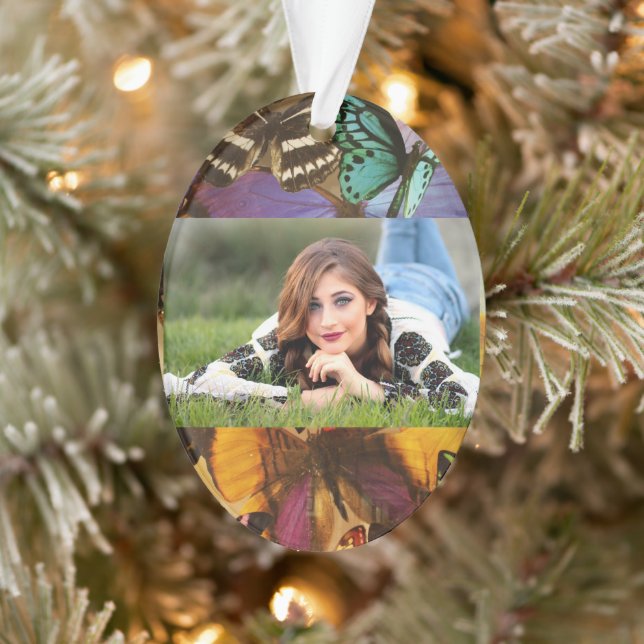 lila borange-farbiger tropischer Schmetterling Ornament (Baum)