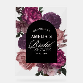 Lila bordeauxfarbenes Brautparty Empfang Acrylschild