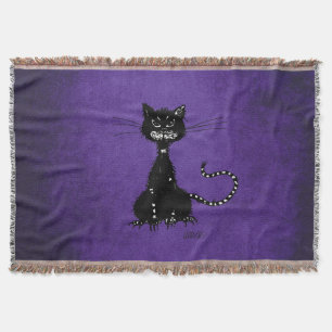 Lila böse Schwarze Katze Decke