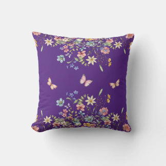 Lila Botanical Blumenmuster Kissen