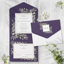 Lila botanische Blätter Hochzeit