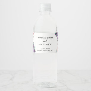 Lila botanische Hochzeitsgäste Wasserflaschenetikett