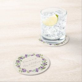 Lila Botanische Keilzeitschrift Runder Pappuntersetzer