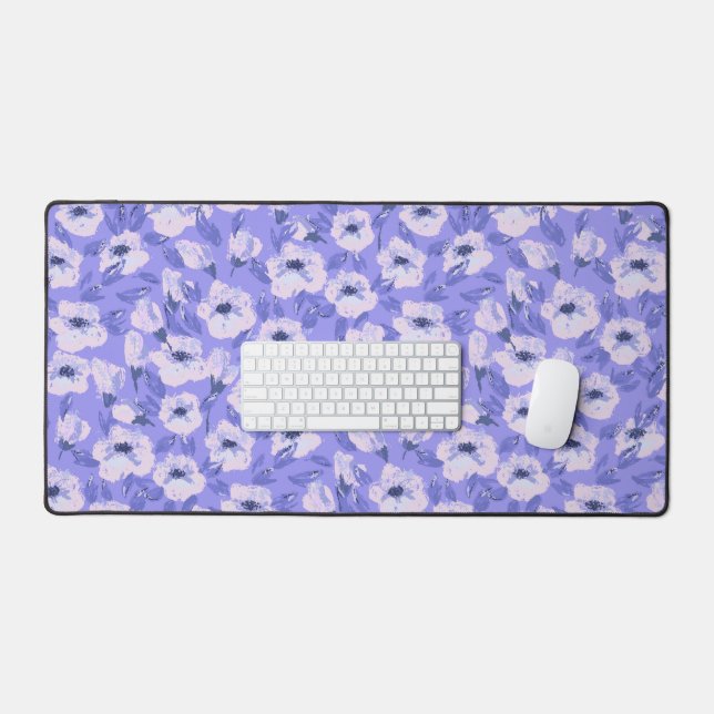 Lila botanische Schreibtischmatte (Tastatur & Maus)