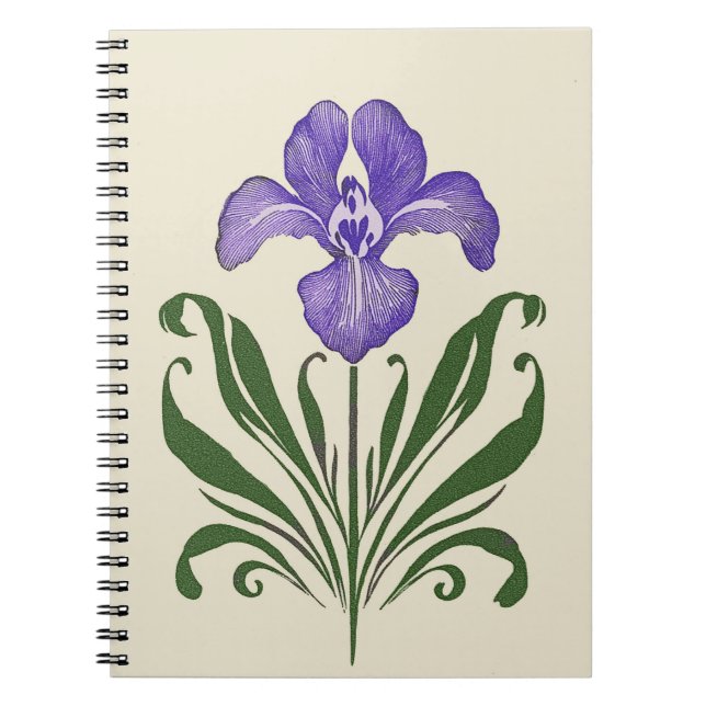 Lila botanische Studie Iris Notizblock (Vorderseite)
