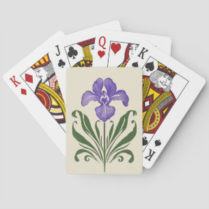 Lila botanische Studie Iris Spielkarten