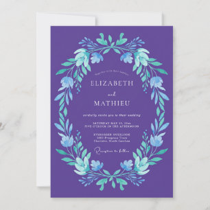 Lila botanischer Girlandenhochzeit Einladung
