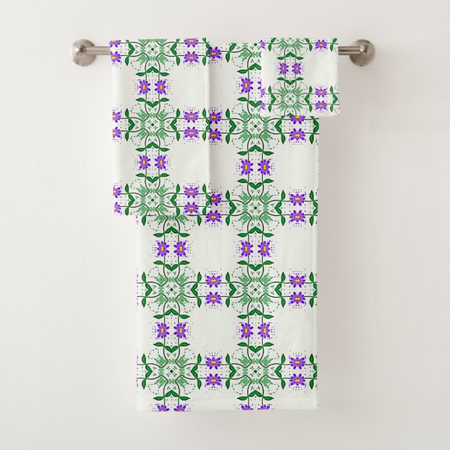 lila botanisches Badetuch Set (Insitu)