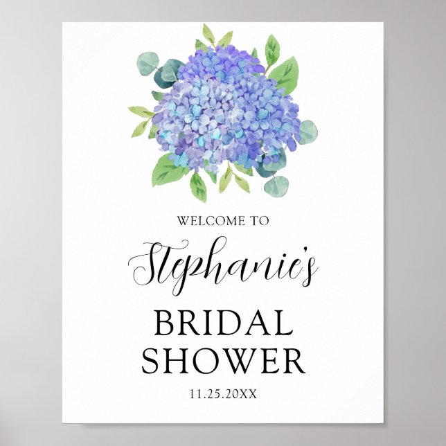 Lila botanisches Brautparty Hydrangea Willkommen Poster (Vorne)