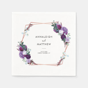 Lila botanisches Hochzeitspapier Serviette