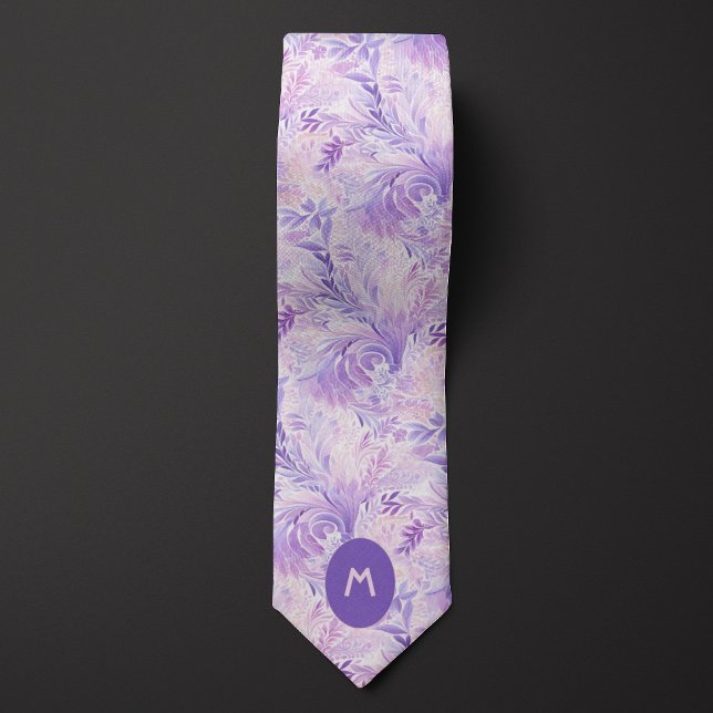 Lila Botanisches Monogramm Krawatte (Von Creator hochgeladen)