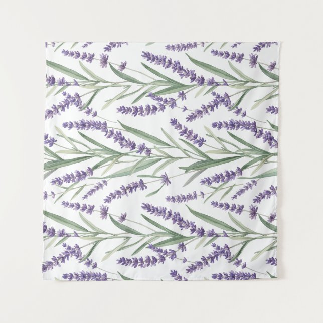 Lila botanisches Muster Wandteppich (Vorderseite)