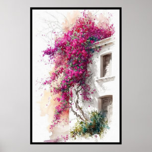 Lila Bougainvillea auf dem Wassersportzentrum Eves Poster