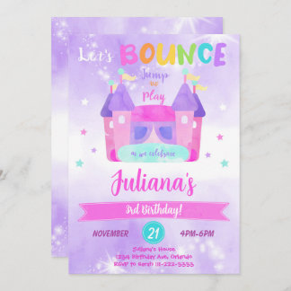 Lila Bounce House Einladung zum Geburtstag