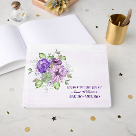 Lila Bouquet-Gedächtnisdienst für Wasserfarben Gästebuch