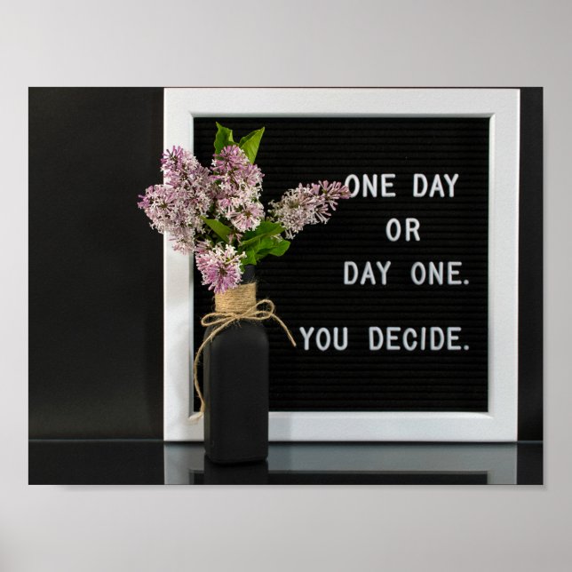 lila Bouquet mit inspirierendem Zitat Poster (Vorne)