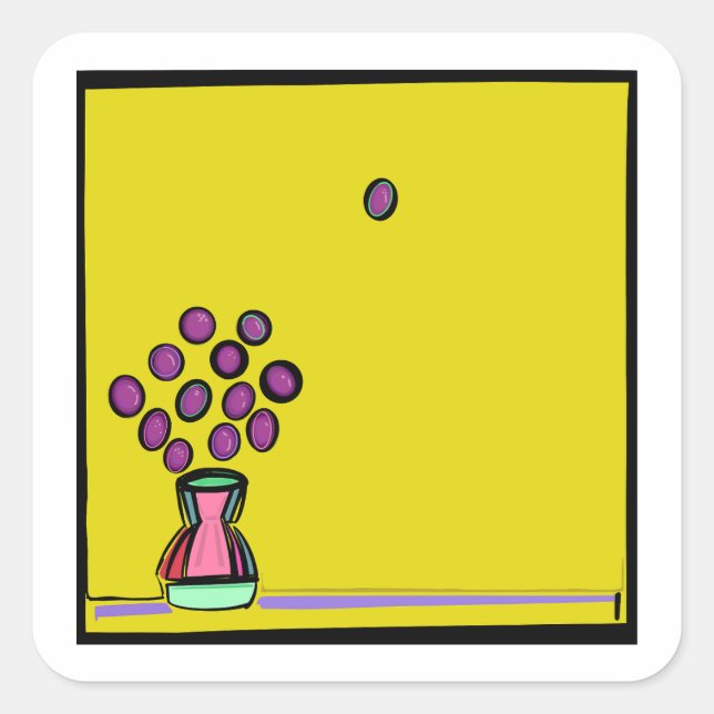 LILA BOUQUET QUADRATISCHER AUFKLEBER (Vorderseite)