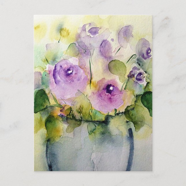 Lila Bouquet Watercolor Postkarte (Vorderseite)