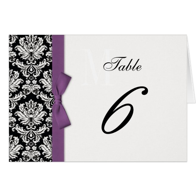 Lila Bow Damask-Tischnummer (Vorderseite (Horizontal))