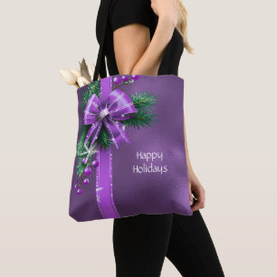 Lila Bow Holiday Tote Bag