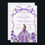 Lila Bow Princess Silver Crown Girl Quinceañera Einladung<br><div class="desc">EDITABLE Lila Bow Prinzessin Silver Crown Girl Quinceañera Einladung Elegante Lila Blumenprinzessinnen Kostüme Quinceañera 15. Mädchen Geburtstag Einladung Silver Crown Mis Quince Anos,  15. Geburtstagsparty</div>