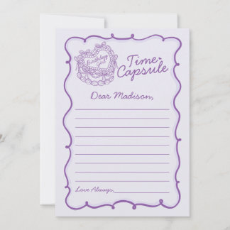 Lila Bow Retro Coquette Cake Time Kapselkarte Einladung