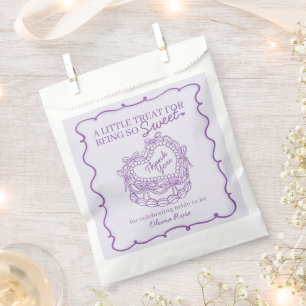 Lila Bow Retro Herz Coquette Cake Brautparty Geschenktütchen