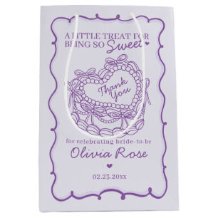 Lila Bow Retro Herz Coquette Cake Brautparty Mittlere Geschenktüte