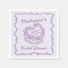 Lila Bow Retro Herz Coquette Cake Brautparty Serviette