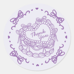 Lila Bow Retro Herz Coquette Kuchen Vielen Dank Runder Aufkleber