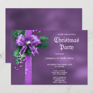 Lila Bow Weihnachts-Party Einladung