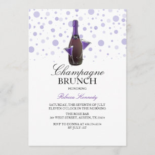 Lila Brautparty-Champagner-Brunch-Einladung Einladung