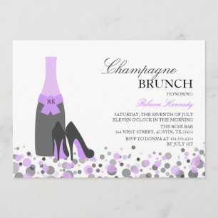 Lila Brautparty-Champagner-Brunch-Einladung Einladung