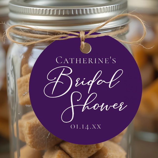 Lila Brautparty Personalisiert Weißes Skript Geschenkanhänger (Von Creator hochgeladen)