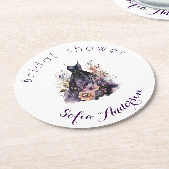 Lila Brautparty Runder Pappuntersetzer (Angewinkelt)