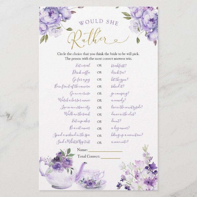 Lila Brautparty Tee mit Blumenmuster würde sie ehe (Vorderseite)