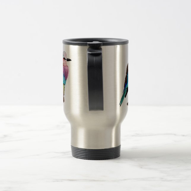 Lila Breasted Rollen-Vogel Reisebecher (Henkel)